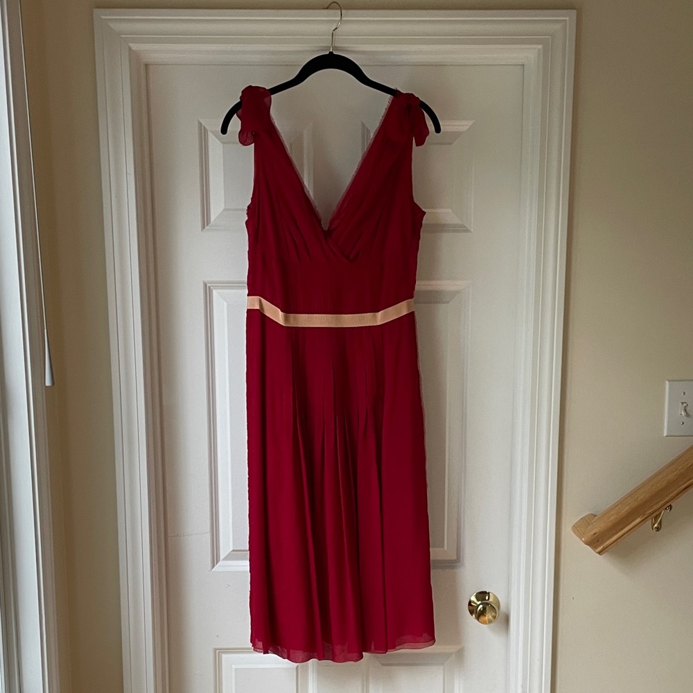 Prada Red Midi Dress with Peach Accent